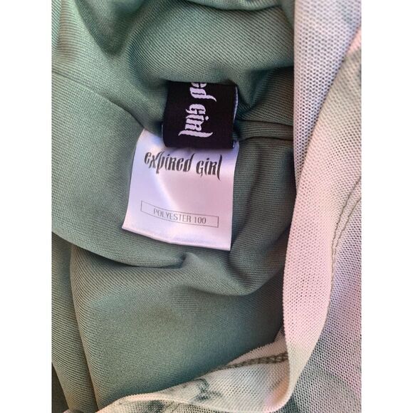 Expired Girl Y2K Mesh Horse Print Green Midi Skirt Small S - Picture 4 of 10